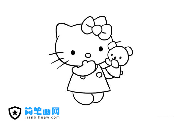 Hello Kitty簡筆畫KT貓簡筆畫圖片彩色