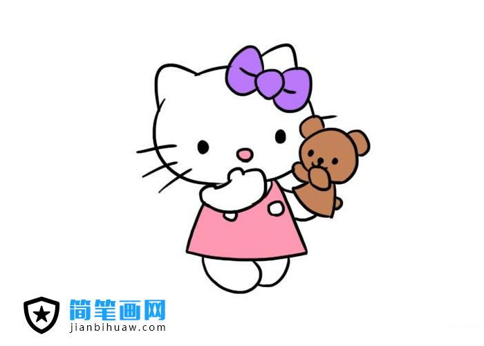 Hello Kitty簡筆畫KT貓簡筆畫圖片彩色