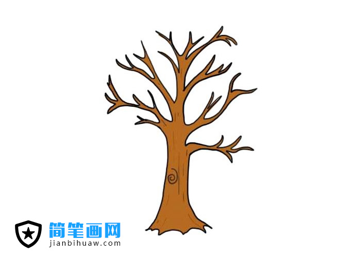 枯萎的大樹簡筆畫圖片