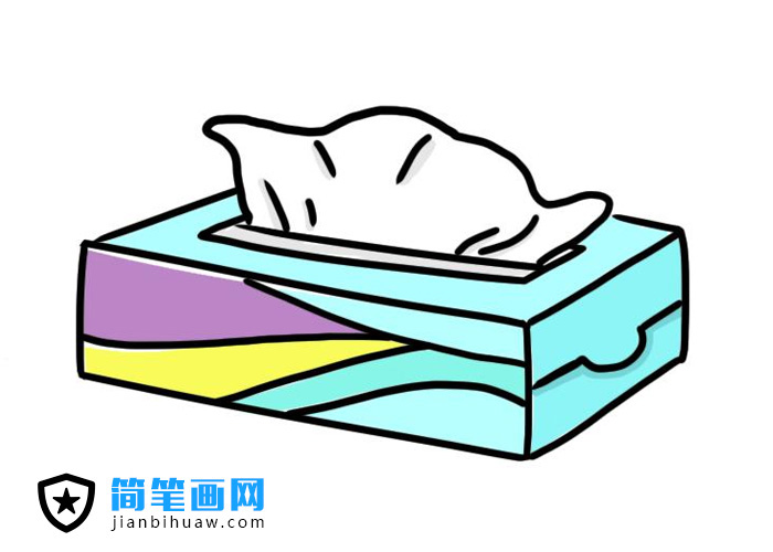 抽紙盒子簡筆畫圖片含上色