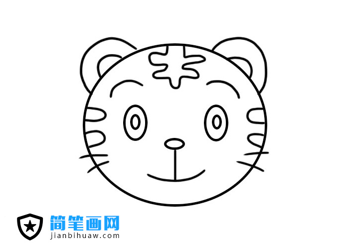 老虎頭簡筆畫圖片含上色