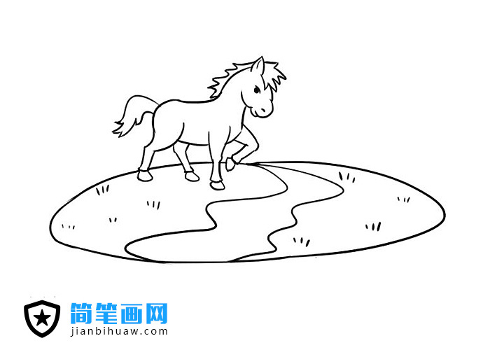 小馬過河簡筆畫圖片含上色