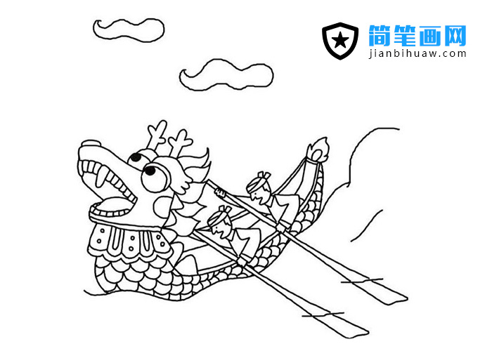劃龍舟簡筆畫圖片