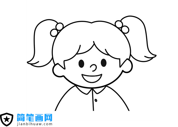 扎辮子的女孩簡筆畫圖片