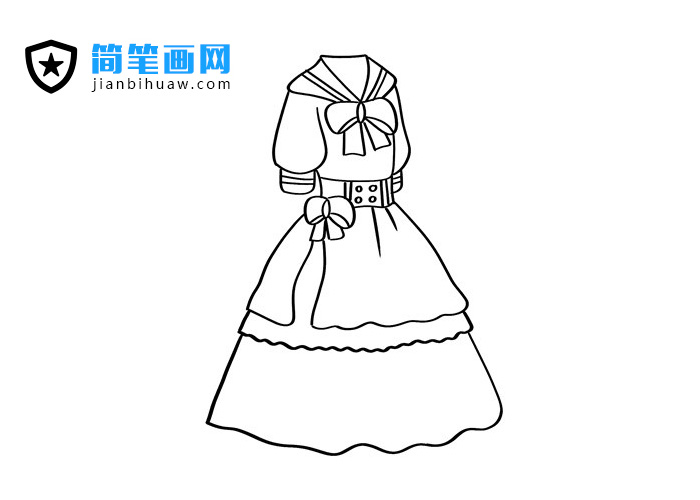 漂亮的藍色裙子簡筆畫圖片