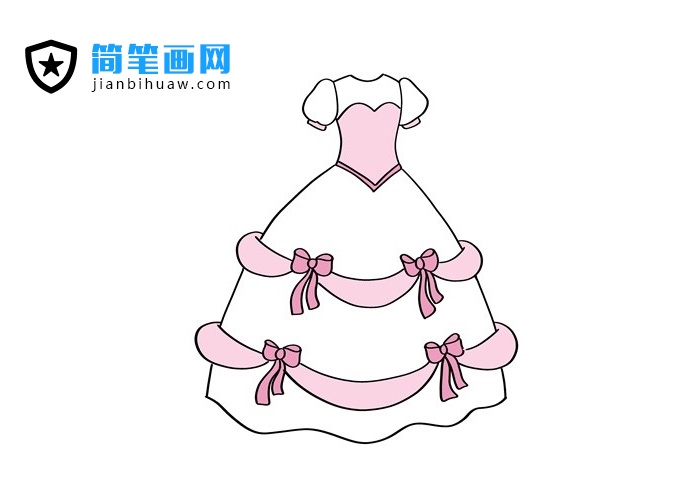 漂亮的花裙子蝴蝶結裙子簡筆畫圖片
