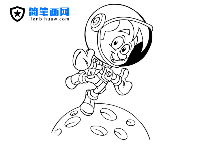 宇航員在太空中漂浮的簡筆畫圖片