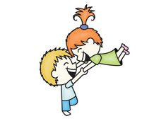 小哥哥小姐姐玩耍的簡筆畫圖片