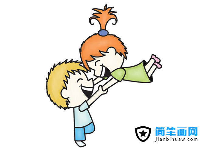 小哥哥小姐姐玩耍的簡筆畫圖片